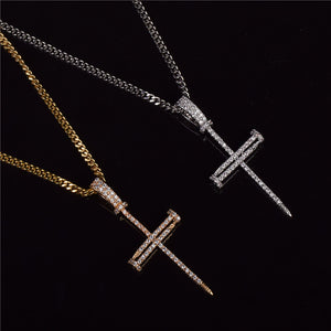 Iced Out Nail Cross Chain