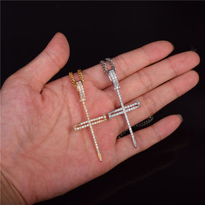Iced Out Nail Cross Chain