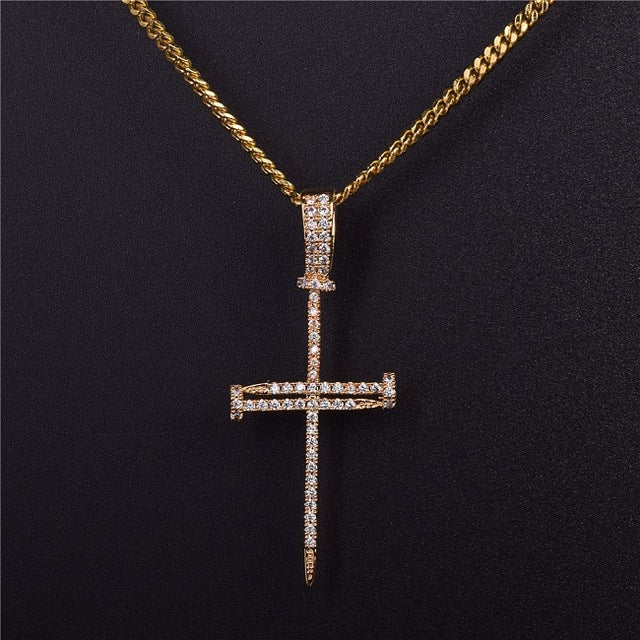 Iced Out Nail Cross Chain