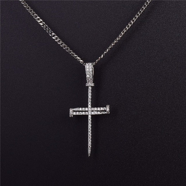 Iced Out Nail Cross Chain