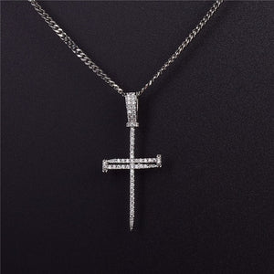 Iced Out Nail Cross Chain