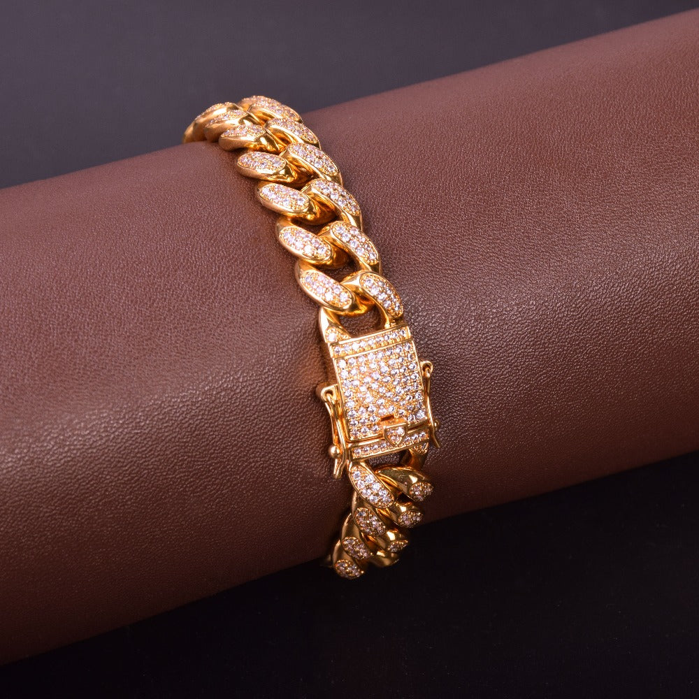14mm Iced Out Cuban Link Bracelet