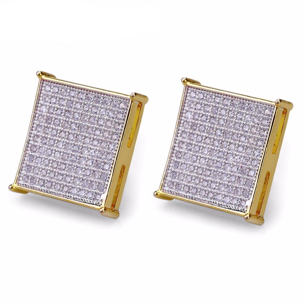 Fully Iced Out Square Cut Studs