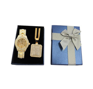 Iced out Presidential Watch set