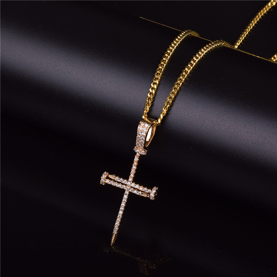 Iced Out Nail Cross Chain