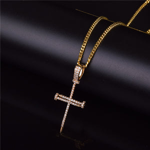 Iced Out Nail Cross Chain