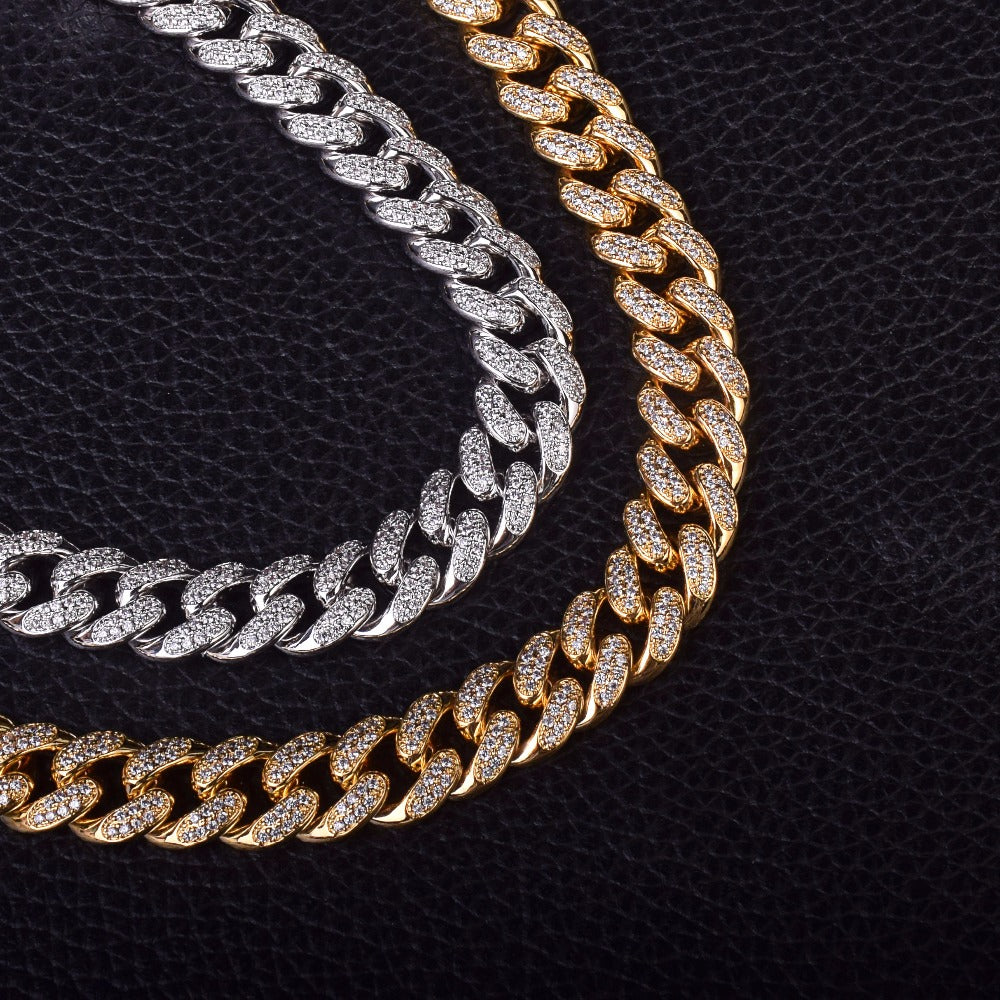 12mm Iced Out Cuban Link Chain w/ Diamond Clasp