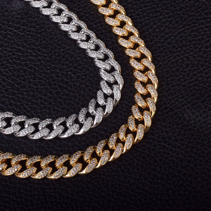 12mm Iced Out Cuban Link Chain w/ Diamond Clasp