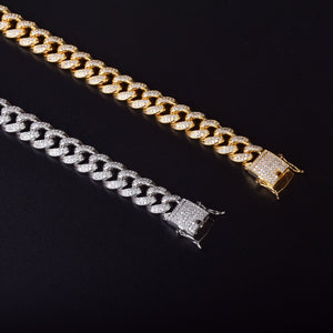 12mm Iced Out Cuban Link Chain w/ Diamond Clasp