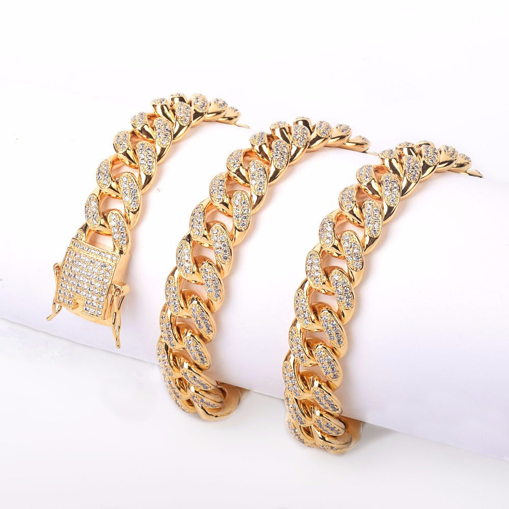 12mm Iced Out Cuban Link Chain w/ Diamond Clasp