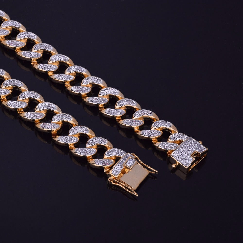 13mm Iced Out Cuban Link Chain w/ Diamond Clasp