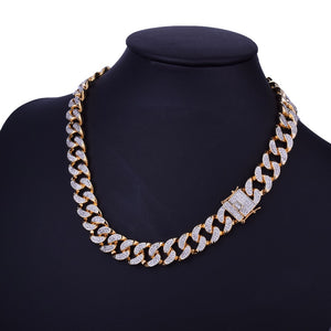 13mm Iced Out Cuban Link Chain w/ Diamond Clasp
