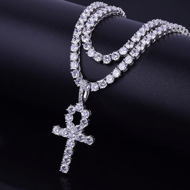 Egyptian Ankh w/ Tennis Chain