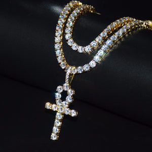 Egyptian Ankh w/ Tennis Chain