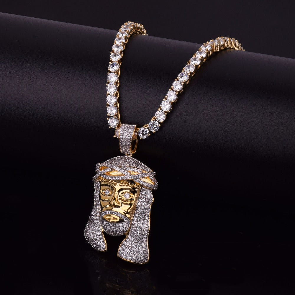 Iced Out Jesus Piece w/ 4mm Tennis Chain