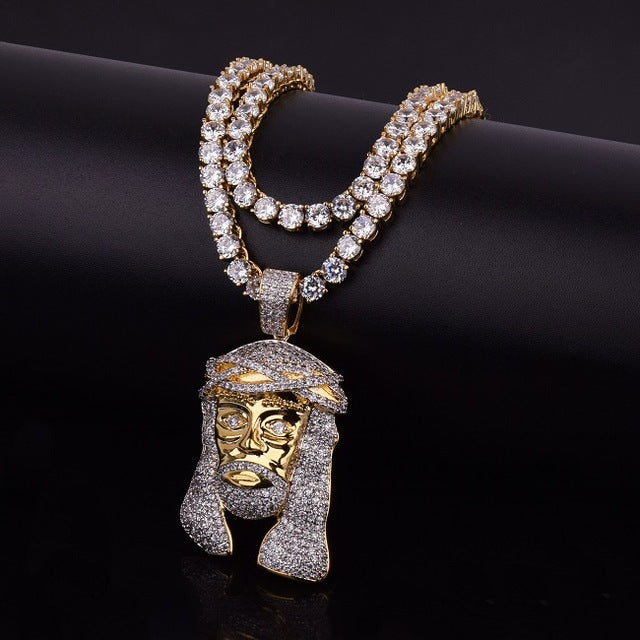 Iced Out Jesus Piece w/ 4mm Tennis Chain
