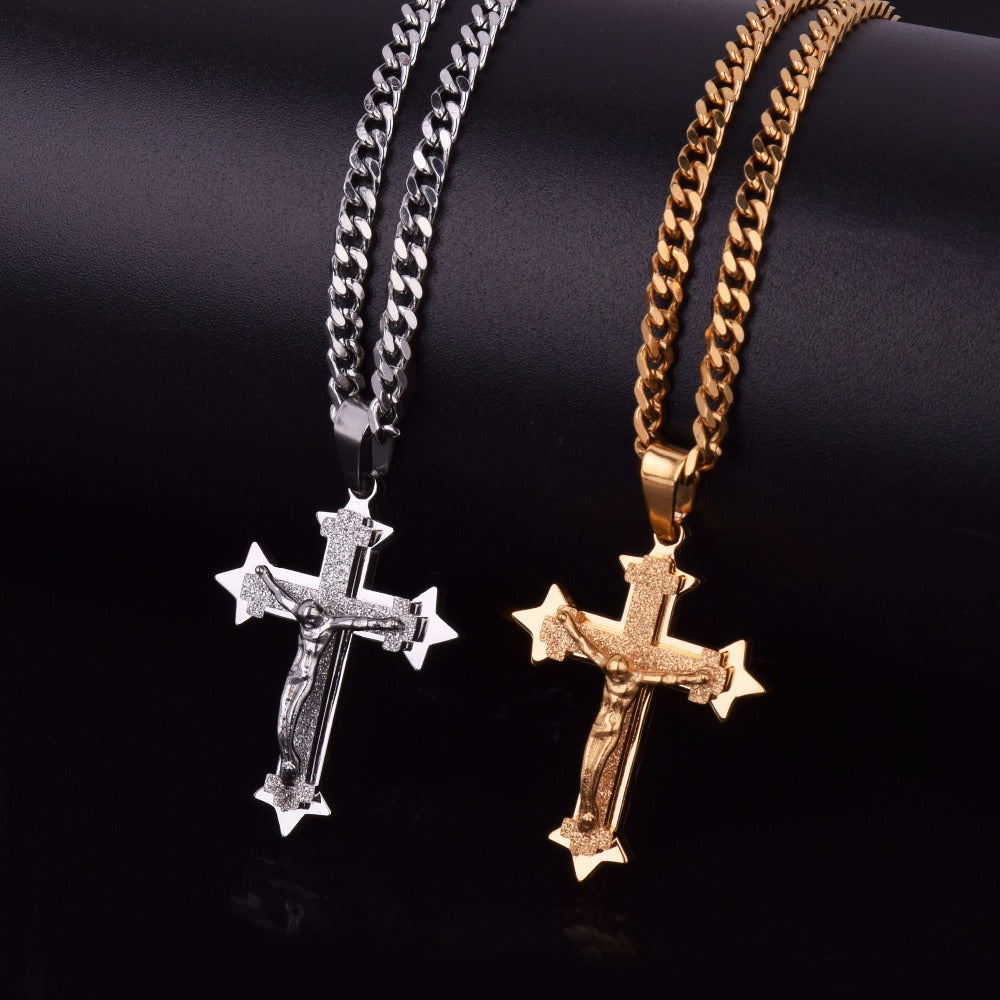 Solid Jesus Cross Chain