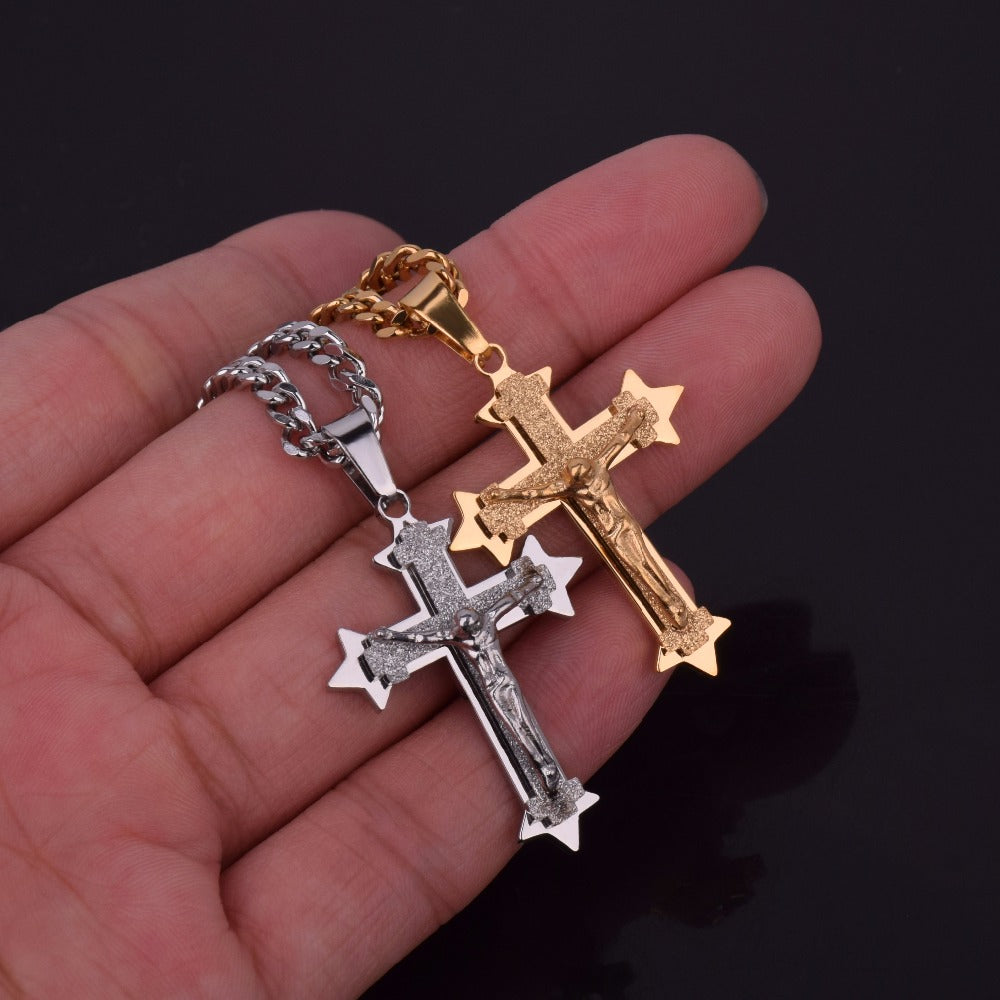 Solid Jesus Cross Chain