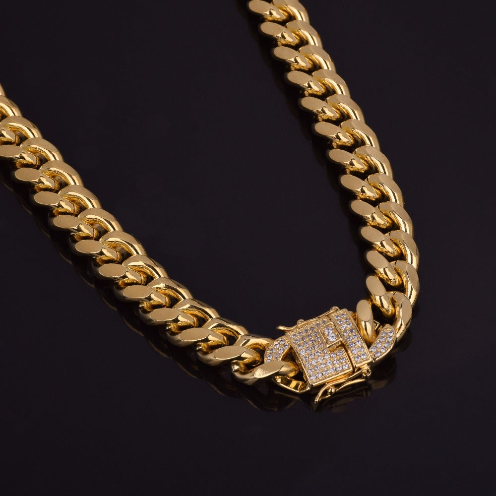 Gold Cuban Link Chain w/ Diamond Clasp
