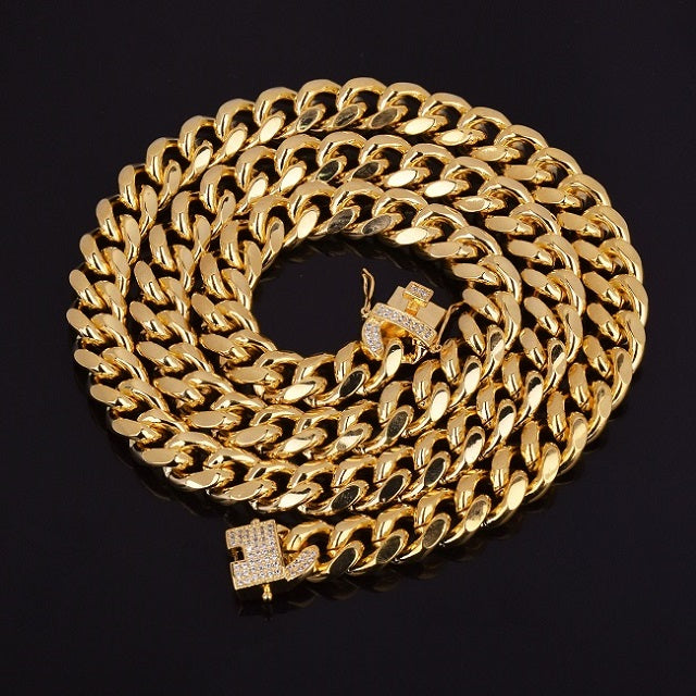 Gold Cuban Link Chain w/ Diamond Clasp