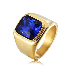 Gold Square Cut Gem Ring