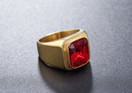 Gold Square Cut Gem Ring