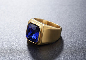 Gold Square Cut Gem Ring